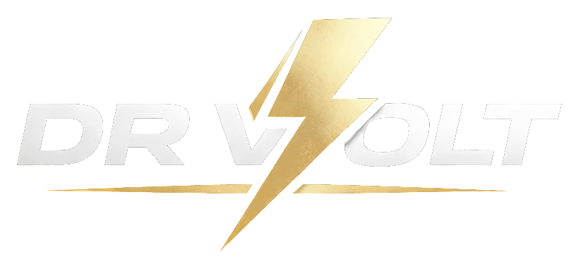 DrVolt — gouden bliksem met witte merknaam